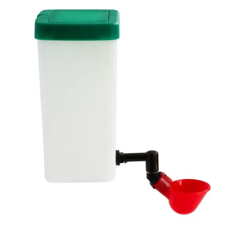 Поилка чашечная с бачком HobbyFarm для кур с креплением на клетку, 1 л, красная