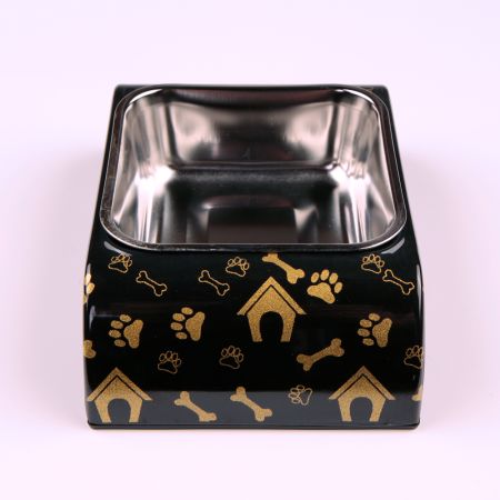 Миска для собак и кошек, 18.5x12x4.5 см, 400 мл, домик, черный