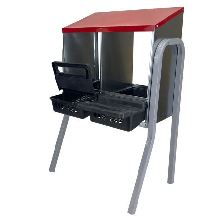 Гнездо для кур несушек 2 секции, на ножках, с яйцесборником