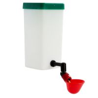 Поилка чашечная с бачком HobbyFarm для кур с креплением на клетку, 1 л, красная