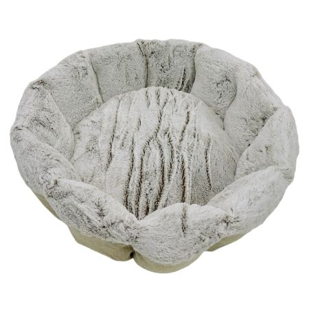 Лежак Pet Choice для собак и кошек, круглый с бортом 55х55х16 см, меховой, серый