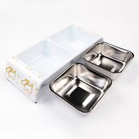 Миска двойная, 30x12x4.5 см, 300+300 мл, собака, белый Миска двойная, 30x12x4.5 см, 300+300 мл, собака, белый