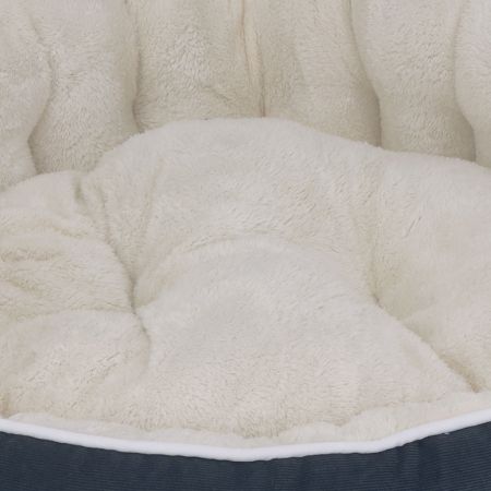 Лежак с бортом 68х59х22 см, вельвет, съемная подушка, черно-белый