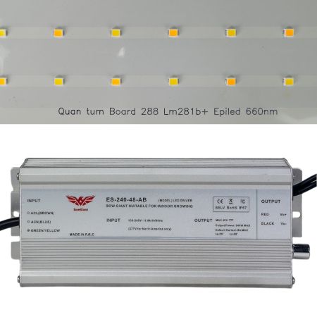 Светодиодная лампа Quantum board 240W HobbyFarm с регулировкой для растений, теплиц, гроубокса, гидропонных систем