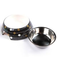 Миска для собак и кошек, 14.5x14.5x5 см, 150 мл, гирлянда, черный