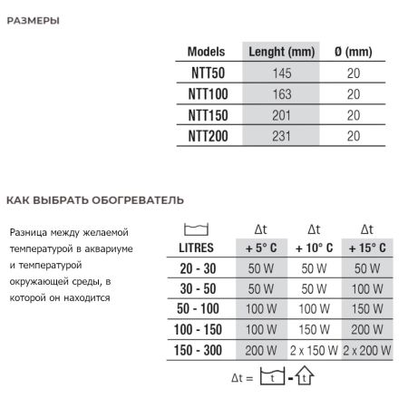 Нагреватель для воды аквариума Newa Therm Preset 25°С NTT100 220-240V 50Hz 100W 30-150 л Нагреватель для воды аквариума Newa Therm Preset 25°С NTT100 220-240V 50Hz 100W 30-150 л