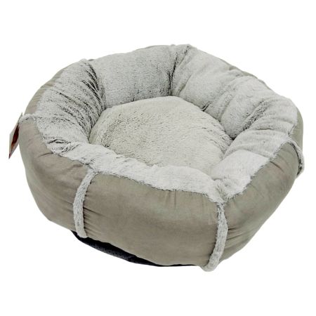 Лежак подушка Pet Choice для собак и кошек, круглый 76х76х15 см, меховой, серый