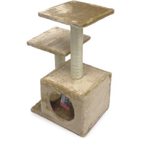 Когтеточка-комплекс с домиком 40х30х67 см, бежевый