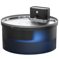 Автопоилка фонтан Petzengo PW-1 3,2 л беспроводной с датчиком движения, нержавеющая сталь, подсветка, для кошек и собак, черная