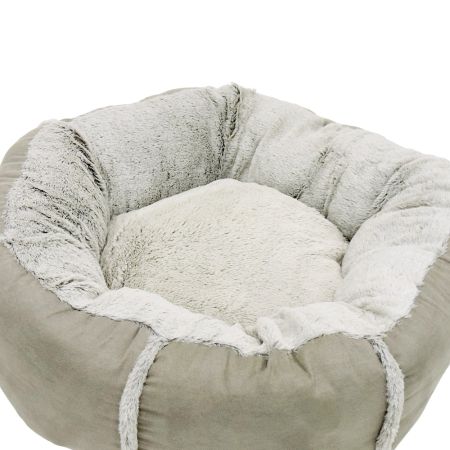 Лежак подушка Pet Choice для собак и кошек, круглый 76х76х15 см, меховой, серый