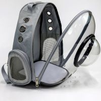 Рюкзак прозрачный с иллюминатором для переноски кошек и собак, светло-серый