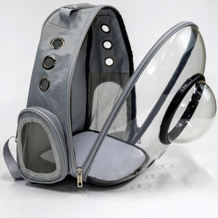 Рюкзак прозрачный с иллюминатором для переноски кошек и собак, светло-серый