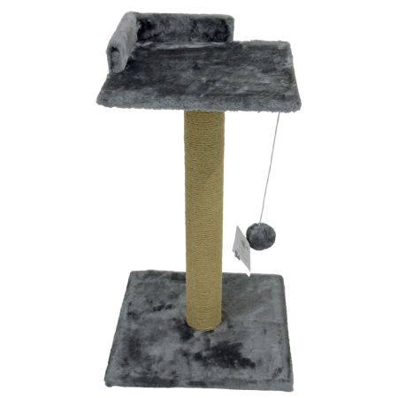 Когтеточка-лежак 35х35х60 см, c игрушкой, темно-серый