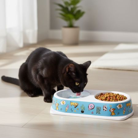 Миска двойная, 25х14х4.5 см, 180+180 мл, кактус