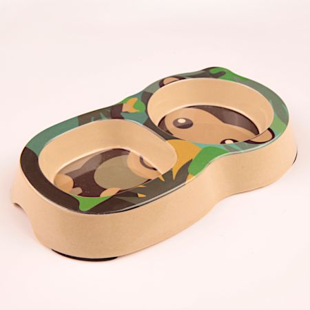 Миска двойная, 26x14.5x3.5 см, 200+250 мл, мартышка