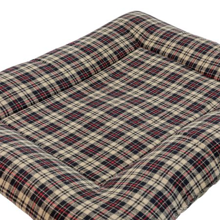 Лежанка матрас для собак 85х65х9 см, серый, клетка коричневая с красным Лежанка матрас для собак 85х65х9 см, серый, клетка коричневая с красным