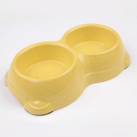 Миска двойная, 26×15×5.5 см, 250+250 мл, желтый Миска двойная, 26×15×5.5 см, 250+250 мл, желтый