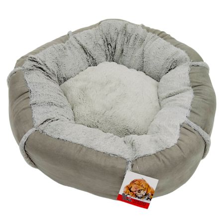 Лежак подушка Pet Choice для собак и кошек, круглый 76х76х15 см, меховой, серый