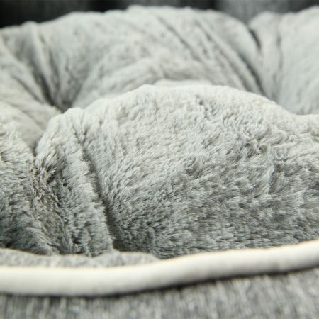 Лежак с бортом 68х59х22 см, меховой, съемная подушка, темно-серый