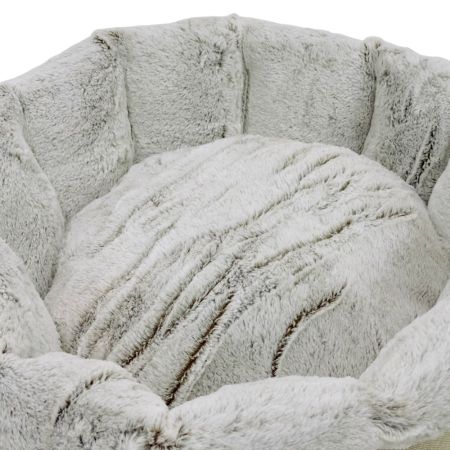 Лежак Pet Choice для собак и кошек, круглый с бортом 55х55х16 см, меховой, серый