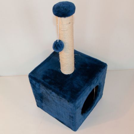 Когтеточка-домик 31х31х70 см, темно-синий