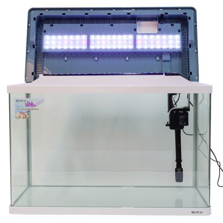 Аквариум Boyu Suspension XF-80, 128 л, панорамный, сенсорный LED светильник и фильтр, белый