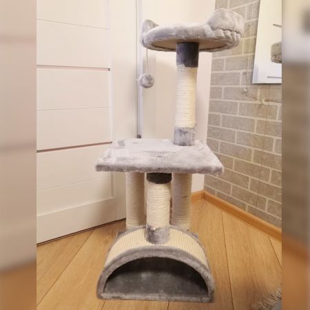 Когтеточка-комплекс 36х36х88 см, светло-серый Когтеточка-комплекс 36х36х88 см, светло-серый