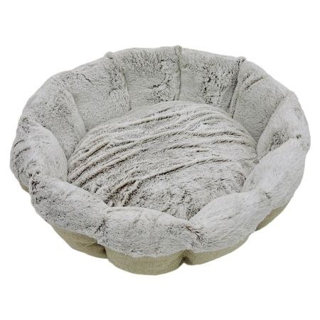 Лежак Pet Choice для собак и кошек, круглый с бортом 55х55х16 см, меховой, серый