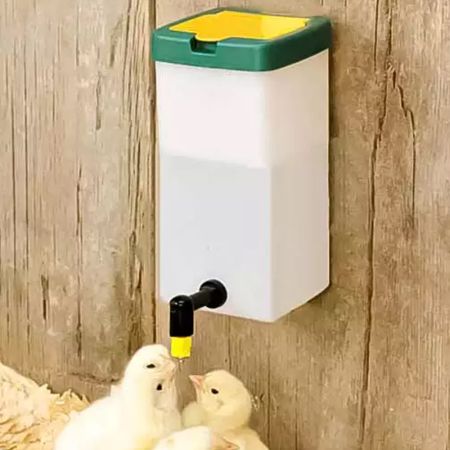 Поилка ниппельная с бачком HobbyFarm 1 л 360 градусов для кур с креплением на клетку, комплект 3 шт.