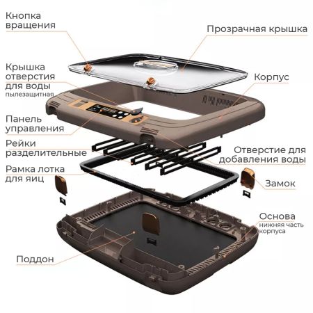 Инкубатор HHD 50 автоматический c универсальным поддоном для куриных, перепелиных, утиных, гусиных яиц Инкубатор HHD 50 автоматический c универсальным поддоном для куриных, перепелиных, утиных, гусиных яиц
