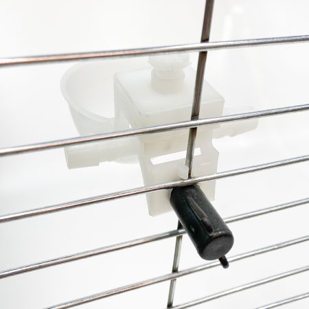 Поилка чашечная с креплением на сетку, регулировкой уровня воды, диаметр 6,3 см, двойной штуцер