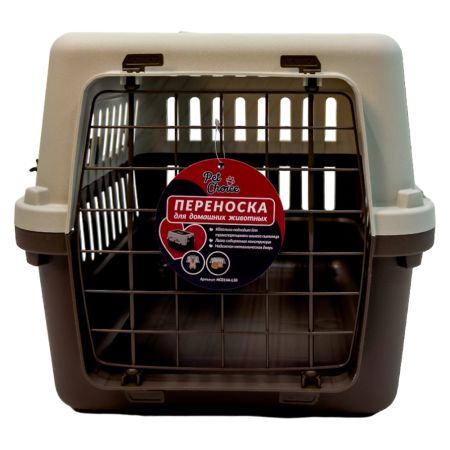 Переноска Safari Range 50х35х32 см для кошек и собак Pet Choice с металлической верхней решеткой, коричневый