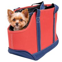 Сумка переноска с отверстием для головы для кошек и собак 44х20х27 см, красный