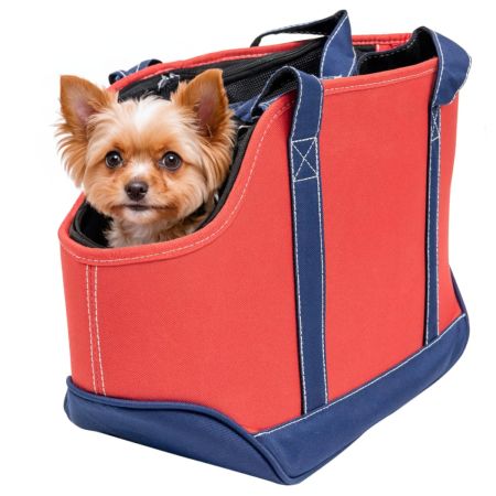 Сумка переноска с отверстием для головы для кошек и собак 44х20х27 см, красный