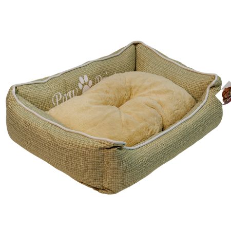 Лежак с бортом 84х66х19 см, съемная меховая подушка, бежевый Лежак с бортом 84х66х19 см, съемная меховая подушка, бежевый