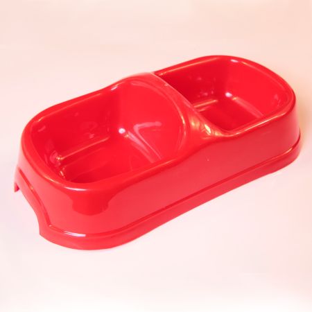 Миска двойная, 29.5x15x8 см, 450+450 мл, красный