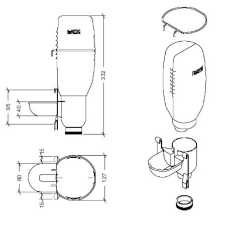 Поилка навесная с емкостью 2 л пластик/металл для кроликов и птиц