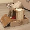 Когтеточка-лежак 40х40х23 см с игрушкой, бежевый