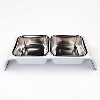 Миска двойная, 30x12x4.5 см, 300+300 мл, собака, белый Миска двойная, 30x12x4.5 см, 300+300 мл, собака, белый