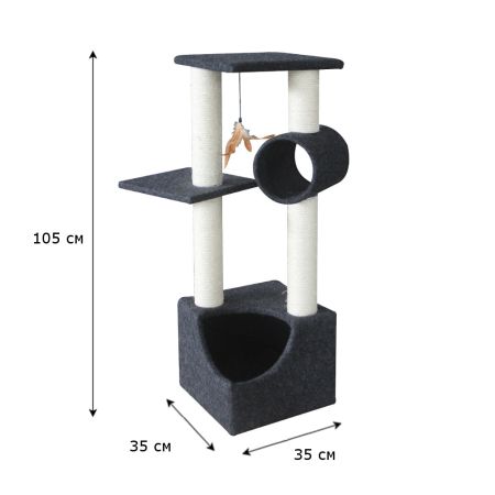 Когтеточка-комплекс 35х35х105 см, черный