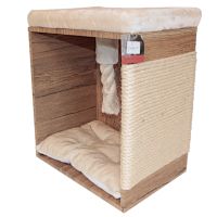 Когтеточка-пуфик 50х35х60 см, бежевый