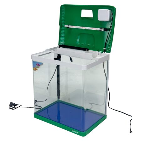 Аквариум Boyu EC-400 панорамный, 33 л, с фильтром и LED-лампой, зеленый