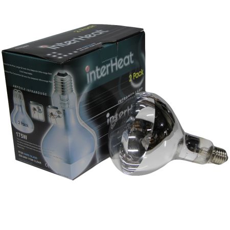 Лампа инфракрасная 175 Вт InterHeat, Е27 R125, закаленное стекло, прозрачная