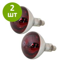 Лампа инфракрасная 175 Вт InterHeat, Е27 R125, закаленное стекло, красная 2 шт.
