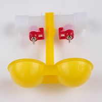 Поилка ниппельная для птиц двойная с каплеуловителем на трубу