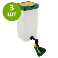 Поилка чашечная с бачком HobbyFarm для кур с креплением на клетку, 1 л, зеленая, комплект 3 шт.