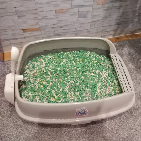 Лоток для кошек с совком Catidea 46х36х15 см, коричневый