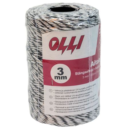 Шнур для электропастуха Olli Shockteq 3 мм / 200 м / 0,98 Ω многожильный Super-6