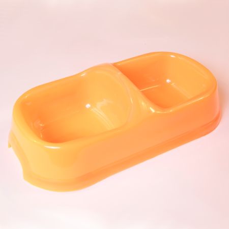 Миска двойная, 29.5x15x8 см, 450+450 мл, оранжевый