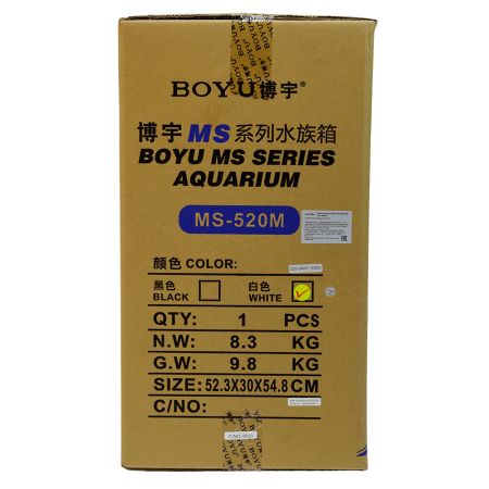 Аквариум Boyu MS-520M 45 л с сенсорным LED светильником и фильтром, белый